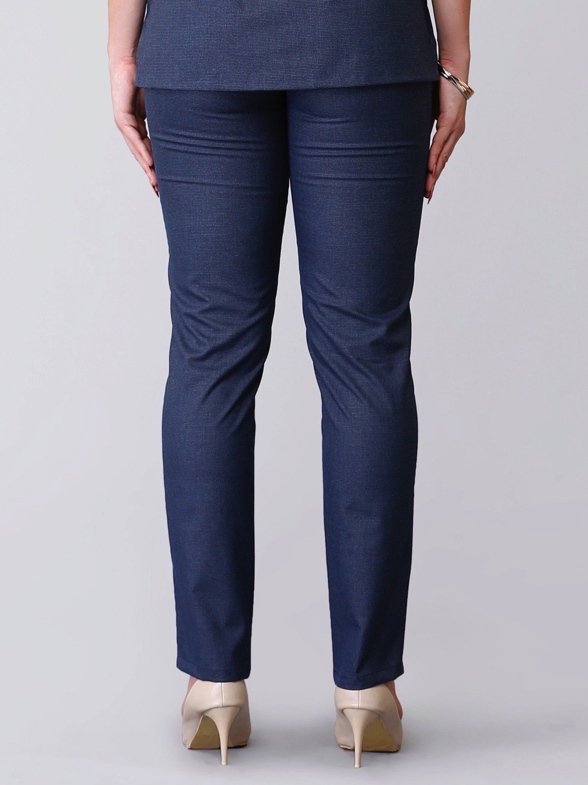 Straight Fit Houndstooth Trousers - Blue