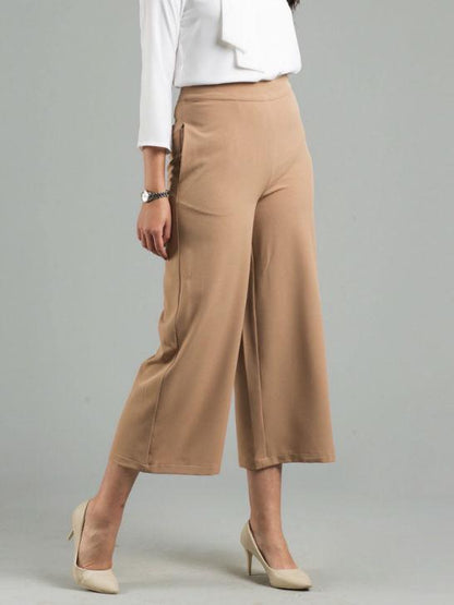 Side Zipper Culottes - Dark Beige