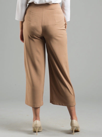 Side Zipper Culottes - Dark Beige