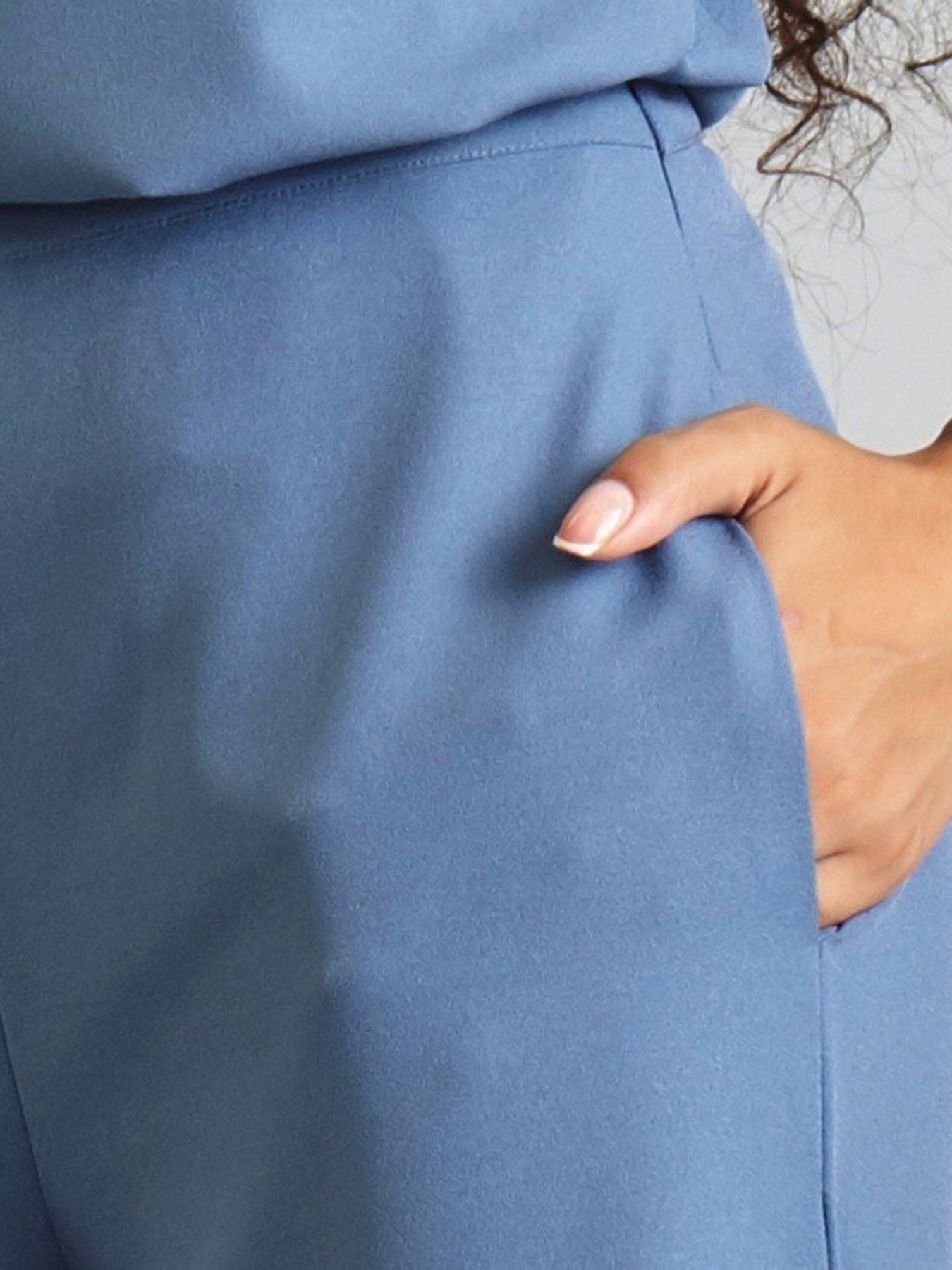 Side Zipper Culottes - Blue