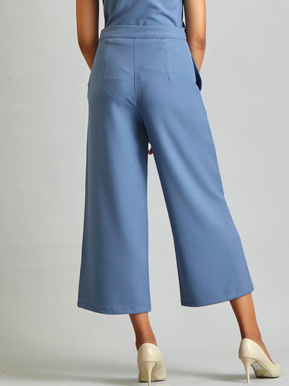 Side Zipper Culottes - Blue