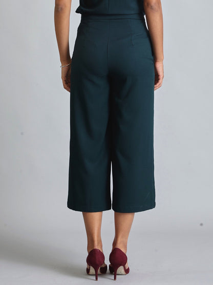 Side Zipper Culottes - Bottle Green