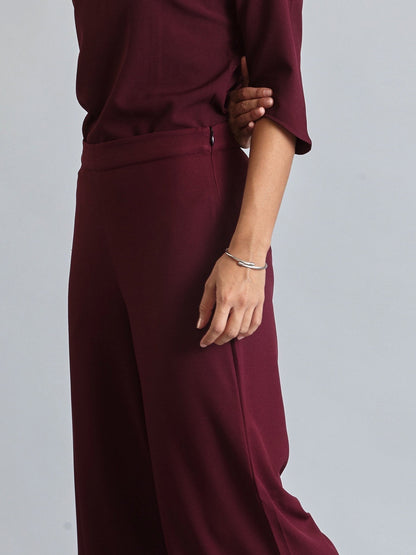 Side Zipper Culottes - Maroon