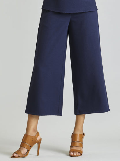 Side Zipper Culottes - Navy