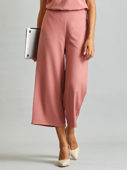 Side Zipper Culottes - Pink