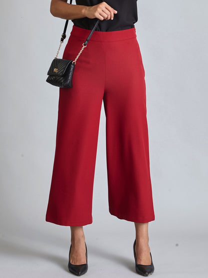 Side Zipper Culottes - Carmine Red