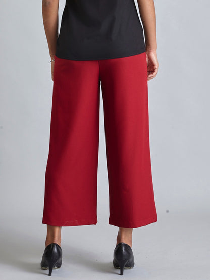 Side Zipper Culottes - Carmine Red