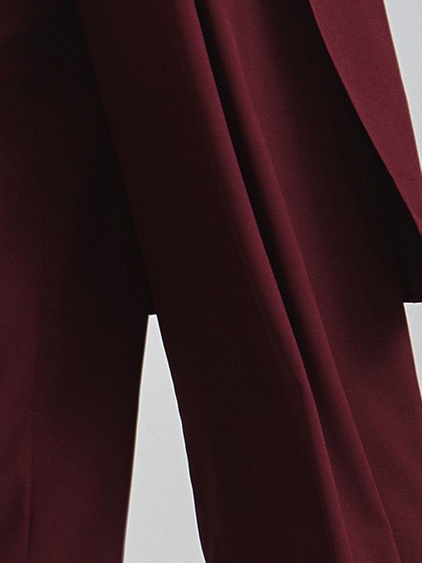 Back Overlay Pleated Wide Leg Culottes - Maroon