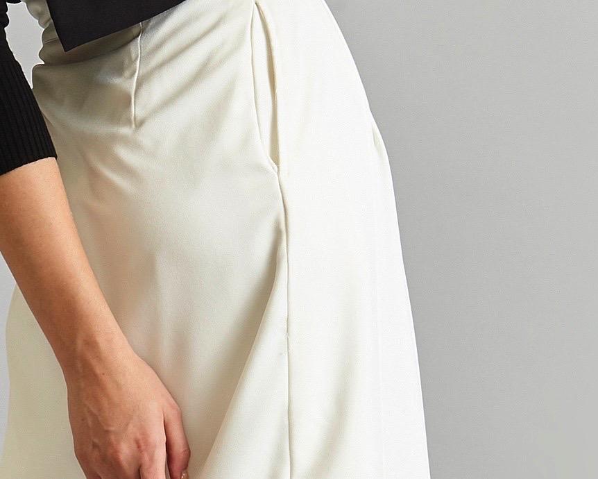 Back Overlay Pleated Wide Leg Culottes - Off White