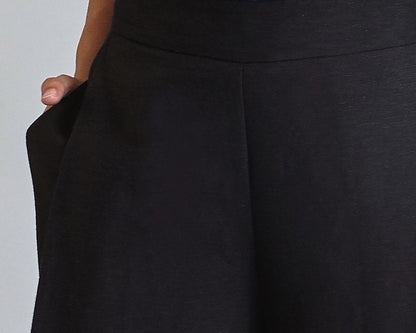 Front Pleat Culottes - Black