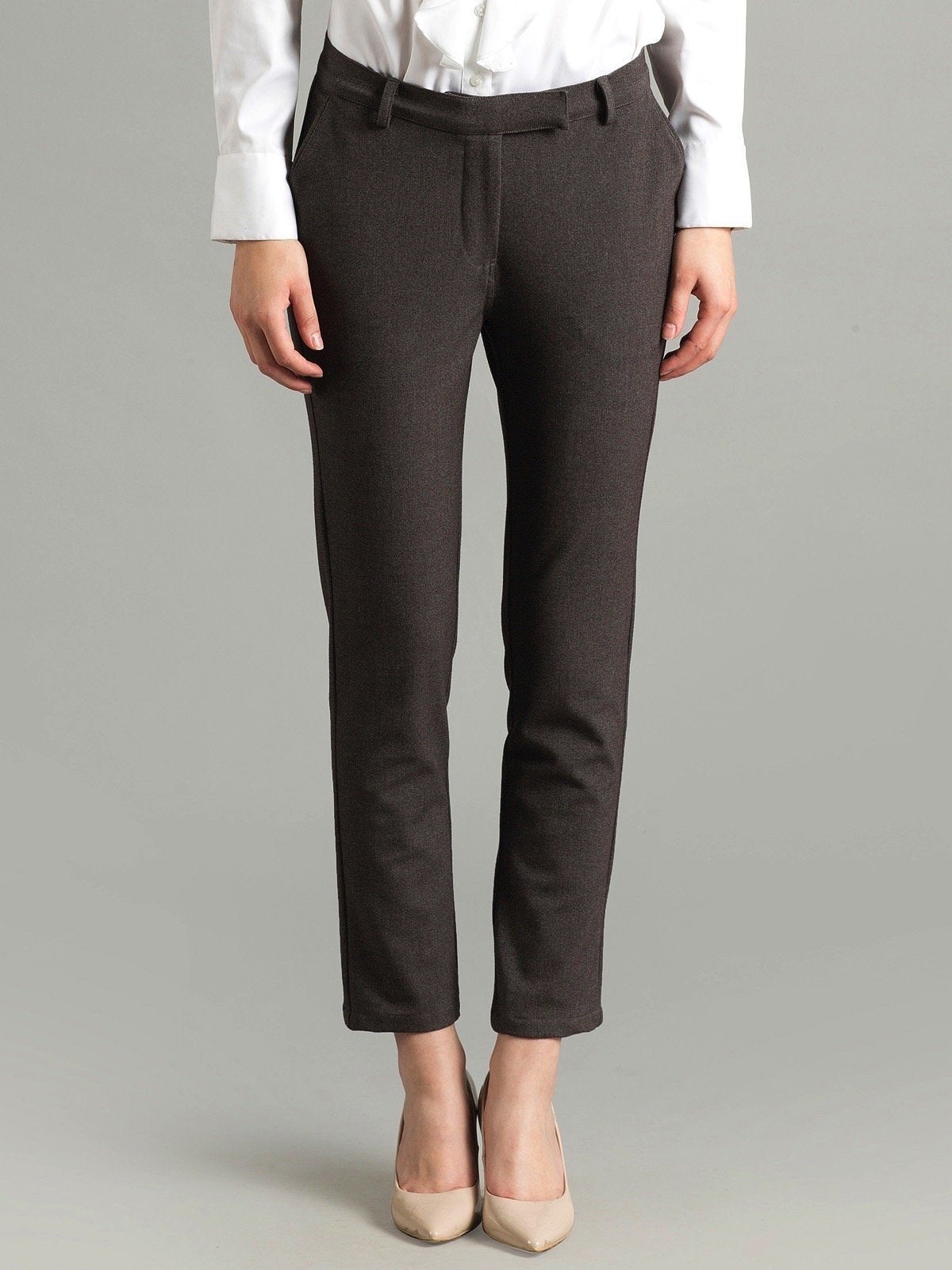 Essential Comfort Crop Pants - Brown Grey