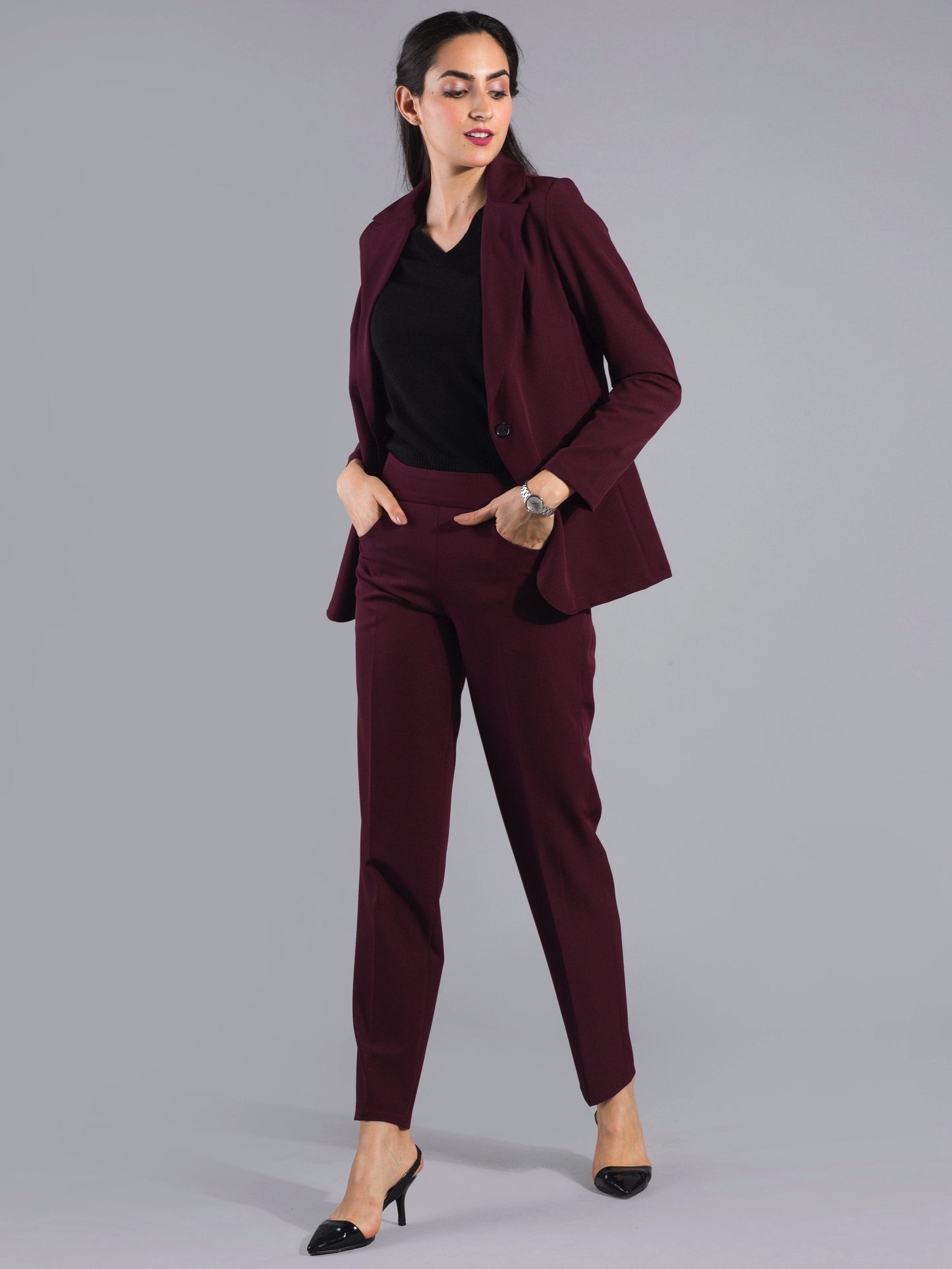 Essential Easy Care Work Trousers - Maroon