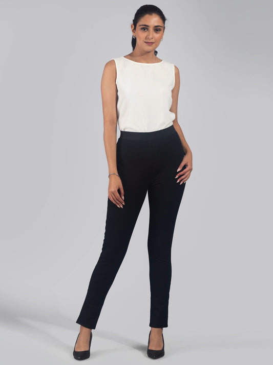 Back Pocket Skinny Fit High Waist Pull Up Pants - Black