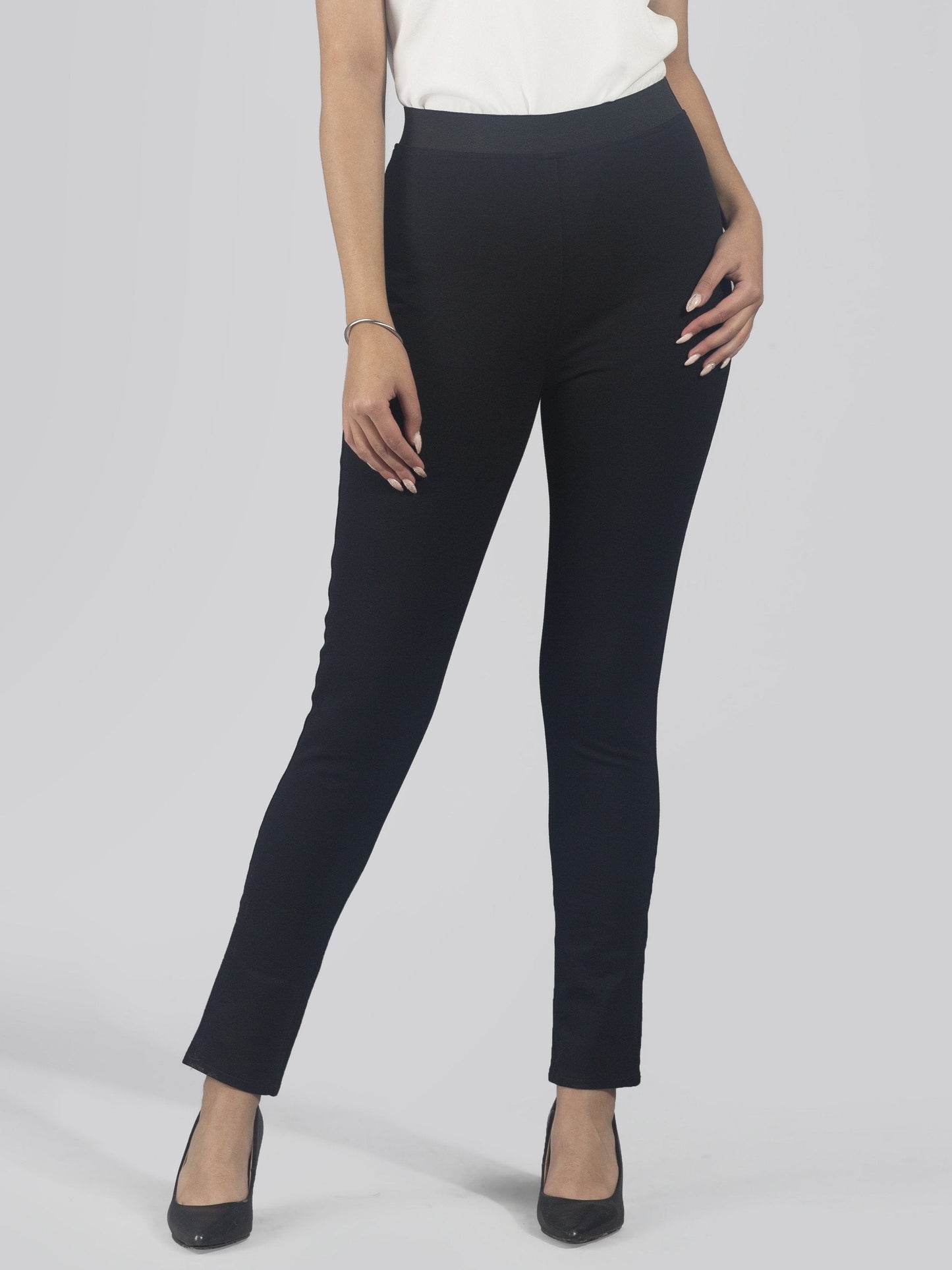 Back Pocket Skinny Fit High Waist Pull Up Pants - Black