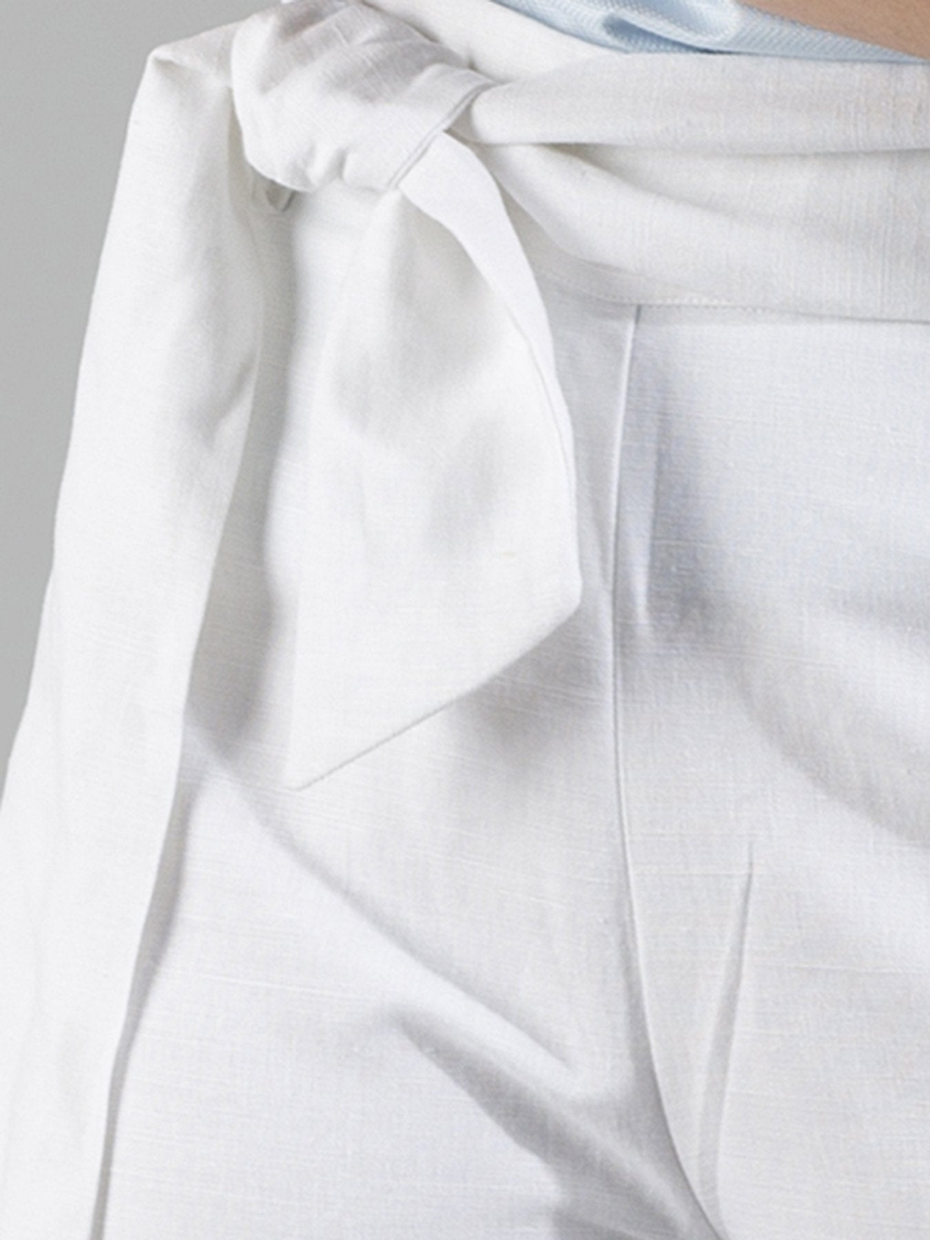Linen Wide Leg Culottes With Belt - White