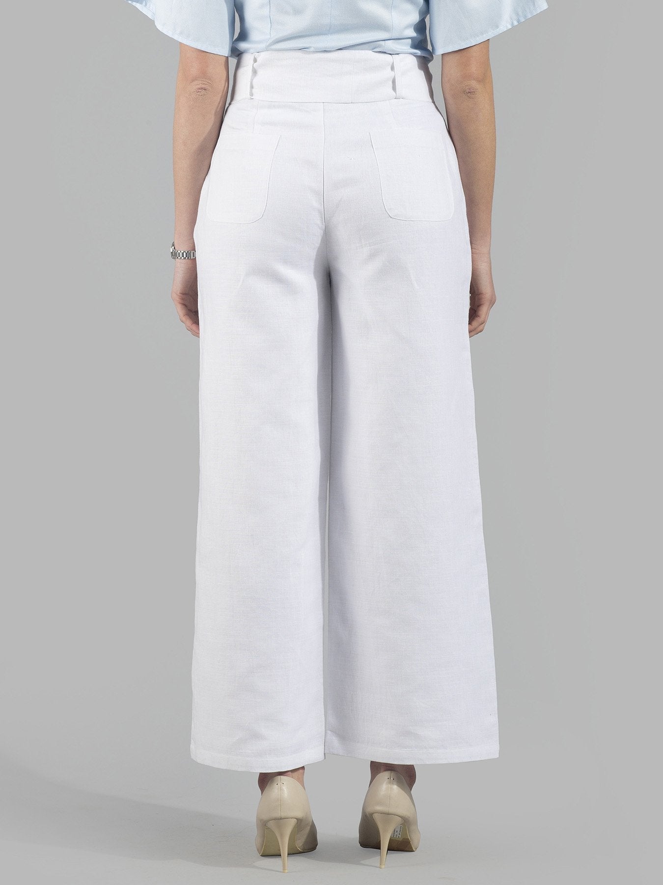 Linen Wide Leg Culottes With Belt - White