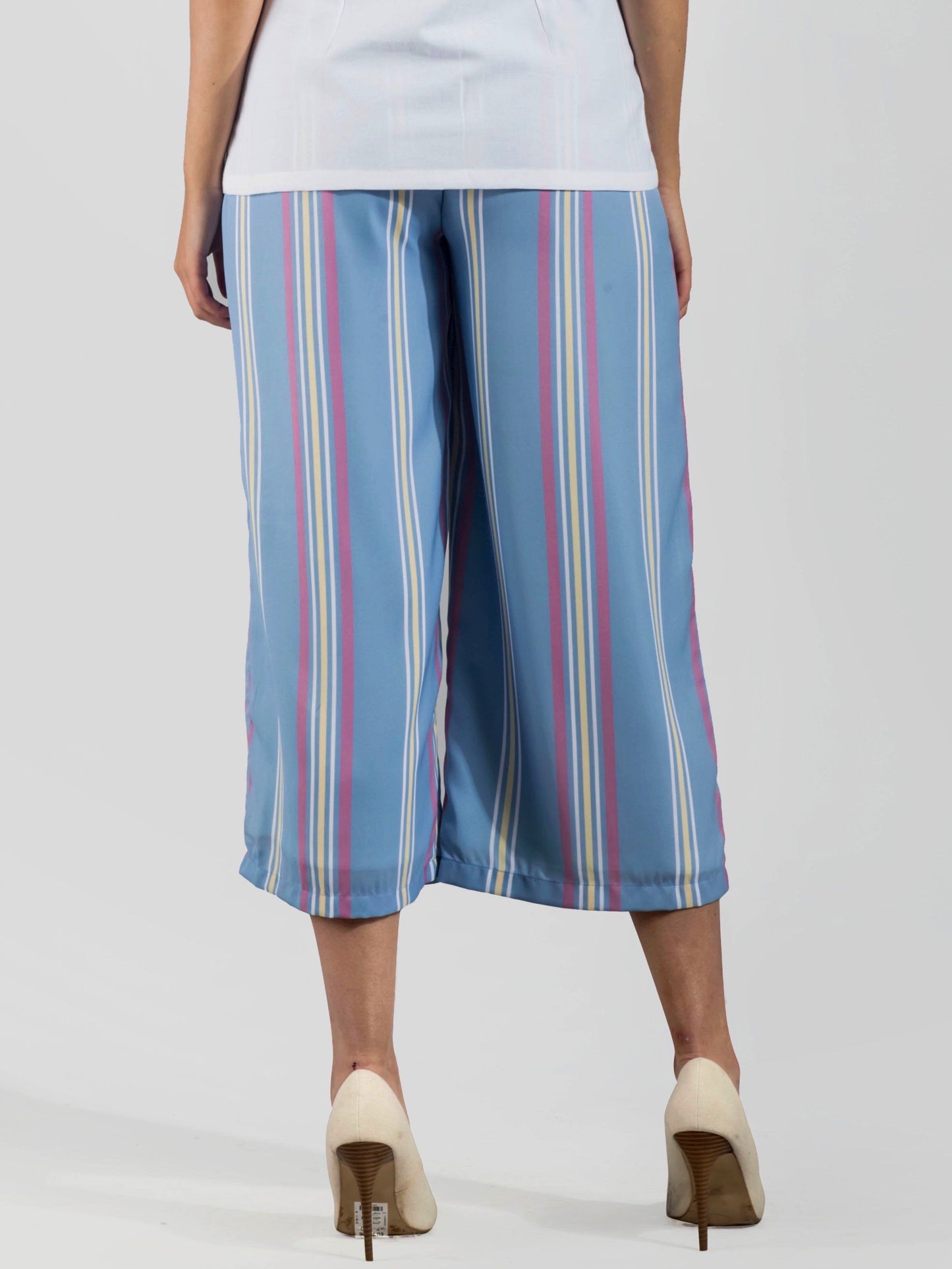 Printed Stripe Culottes - Blue
