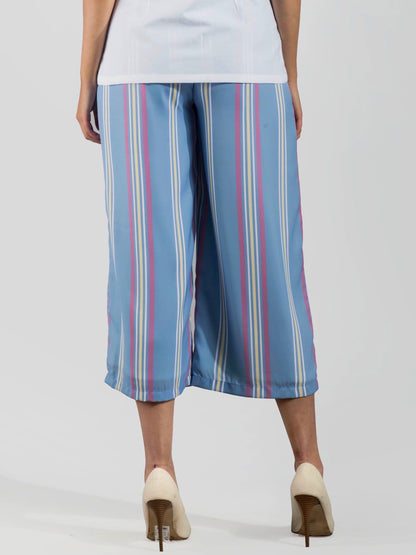 Printed Stripe Culottes - Blue