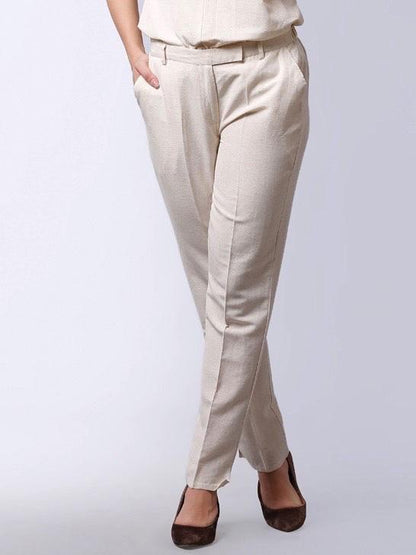 Straight Fit Trousers - Ivory