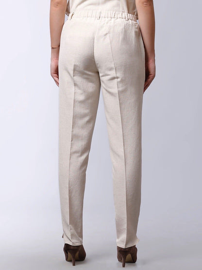 Straight Fit Trousers - Ivory