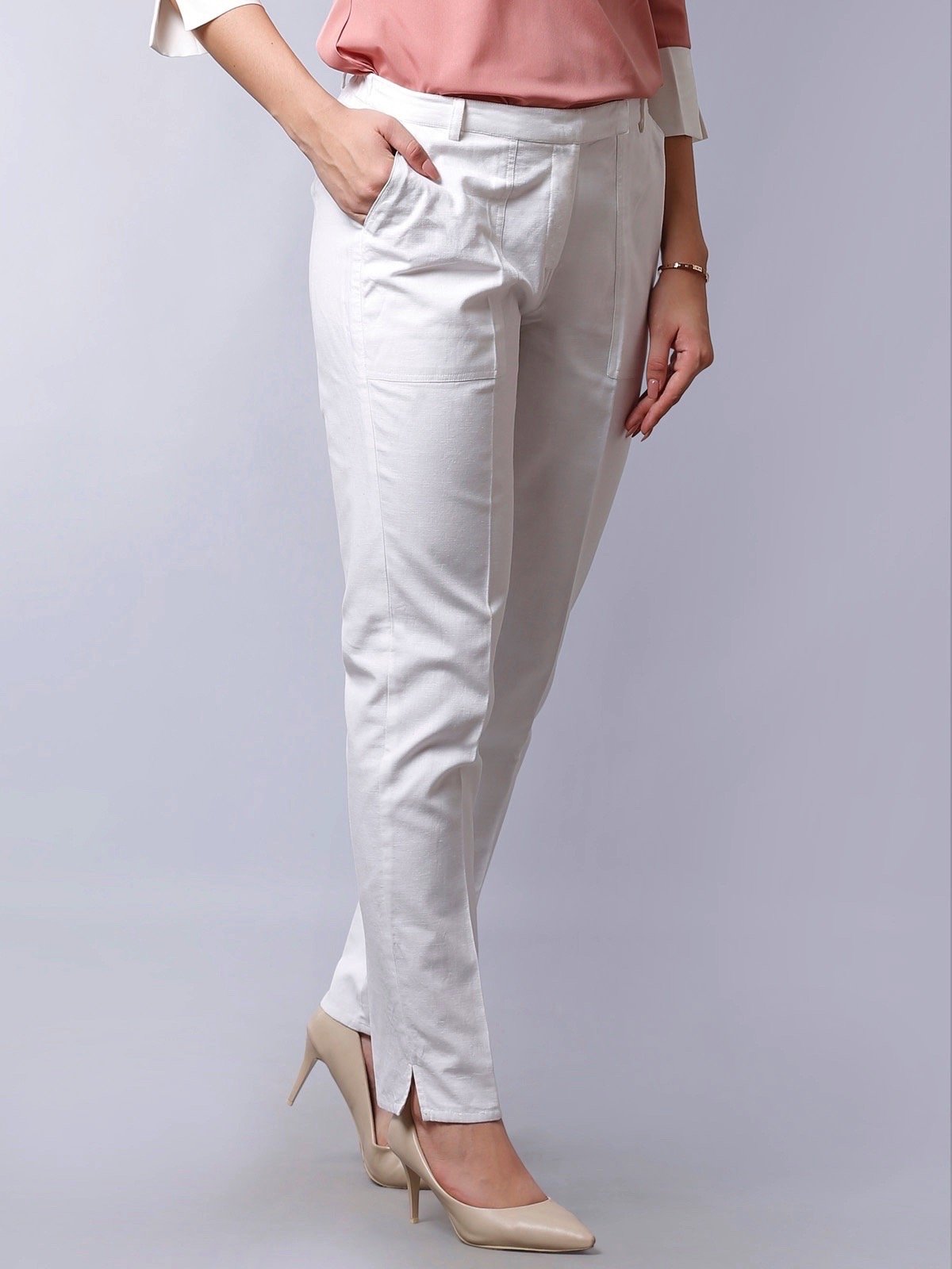 Straight Fit Trousers - White