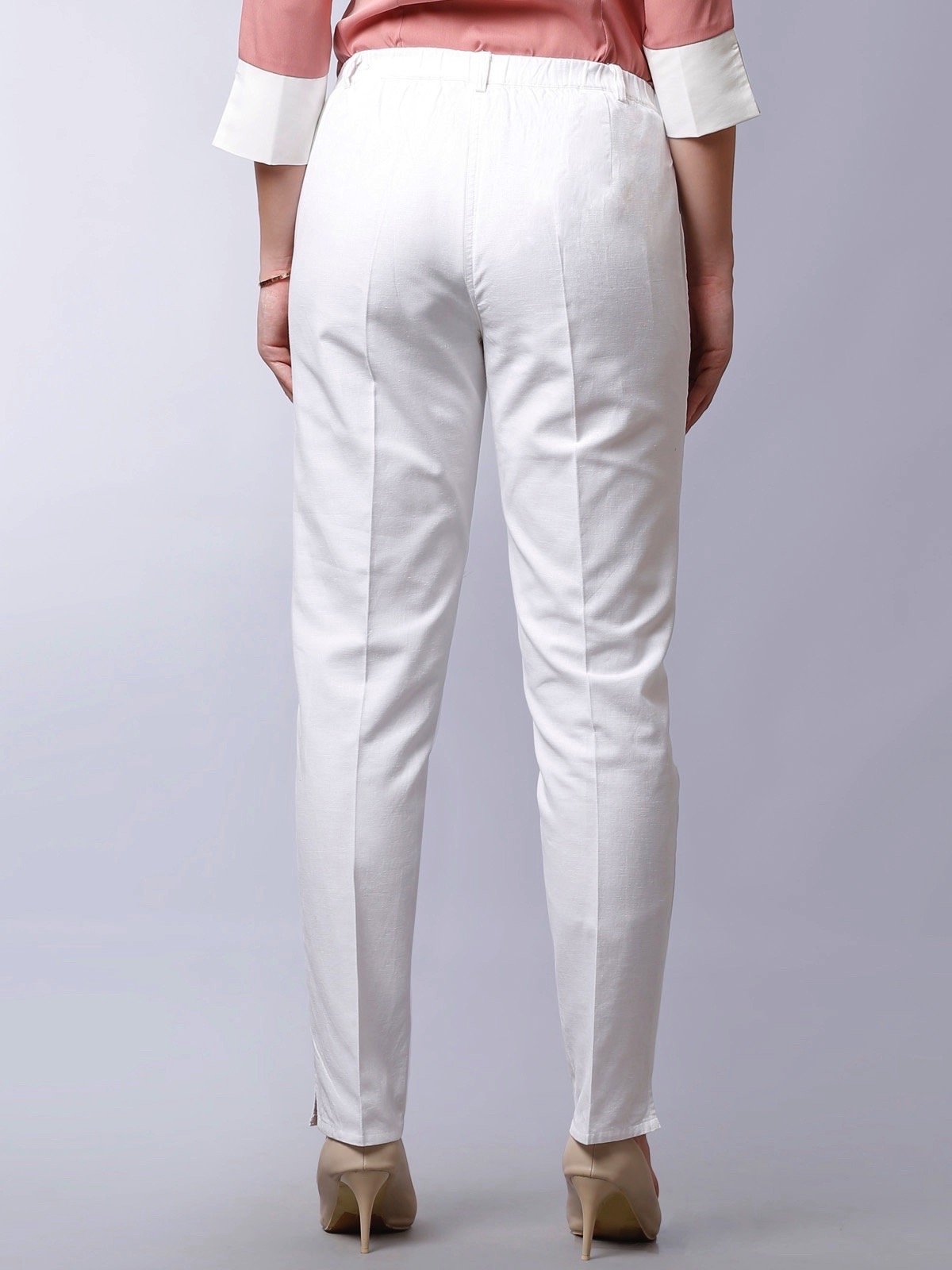 Straight Fit Trousers - White