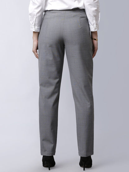 Formal Straight Fit Pants With Front Crease - Grey