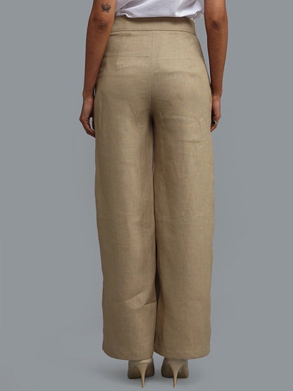 Linen Wide Leg Trousers - Pale Beige