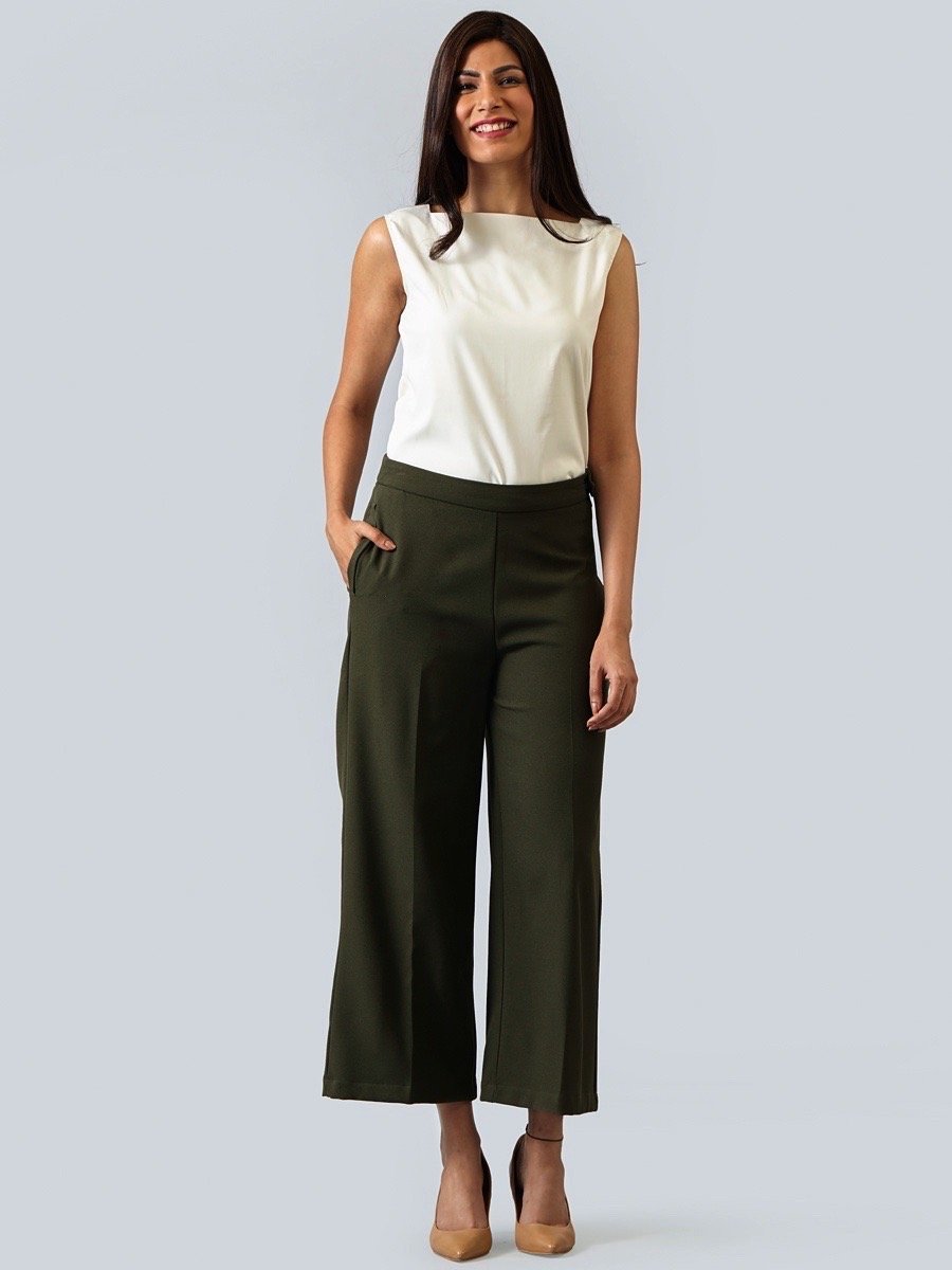 Wide Leg Culottes - Seaweed Green