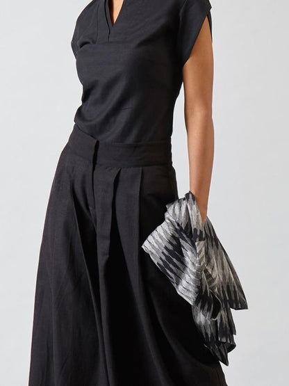 Pleated Wide Leg Pants - Black