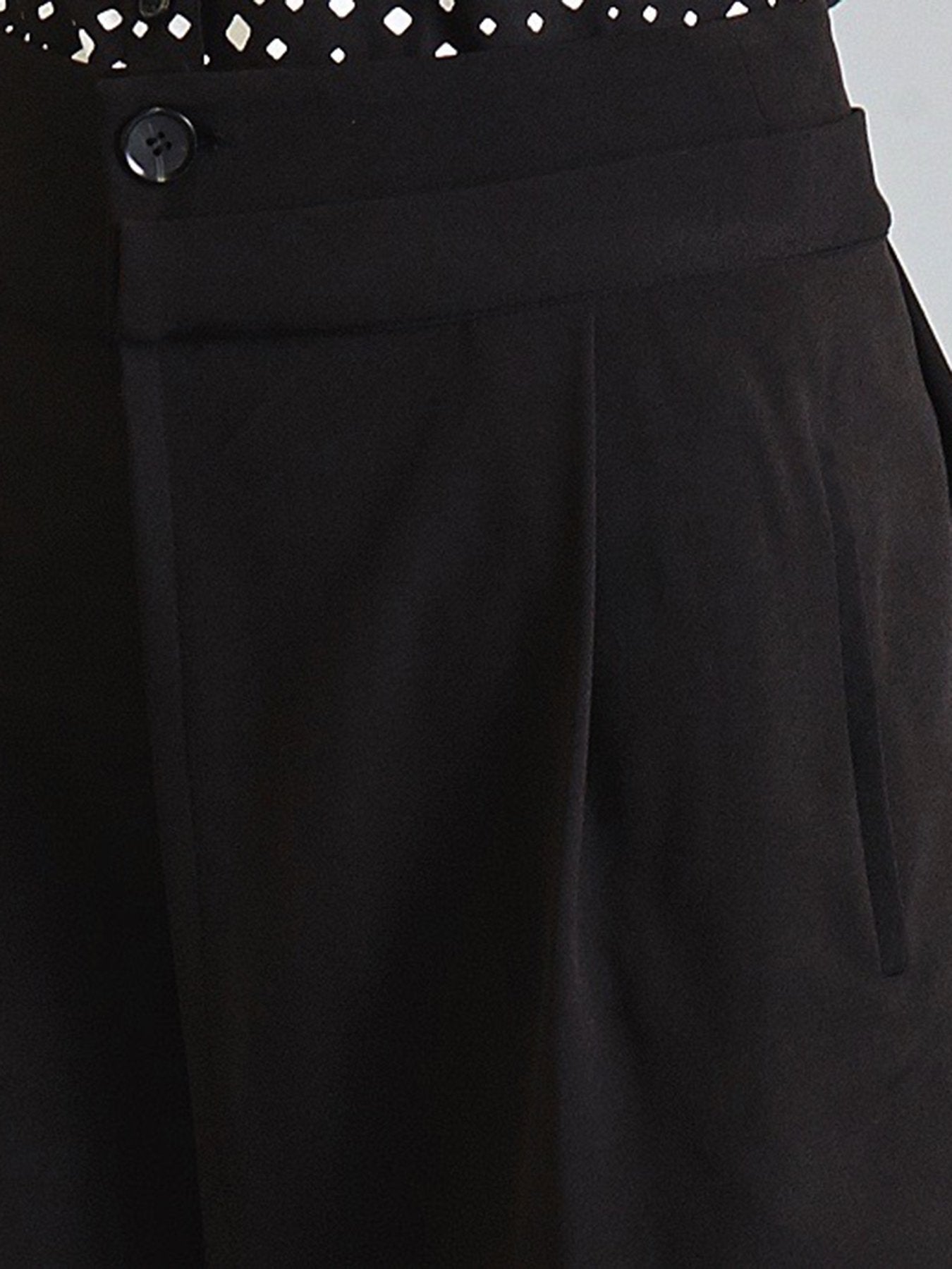 Pleated Wide Leg Asymmetric Back Overlay Trouser - Black