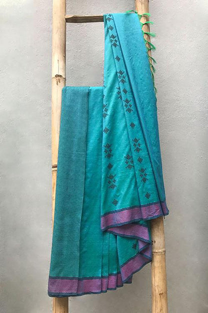Vipra' Handwoven Extra Weft Cotton-Silk Saree-46