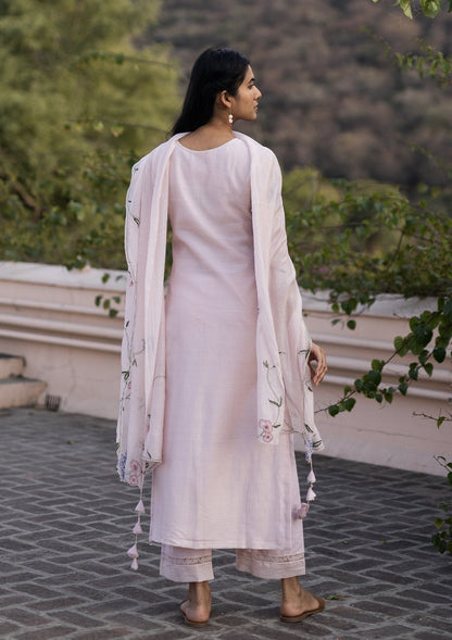 Apricot Embroidered Kurta Set