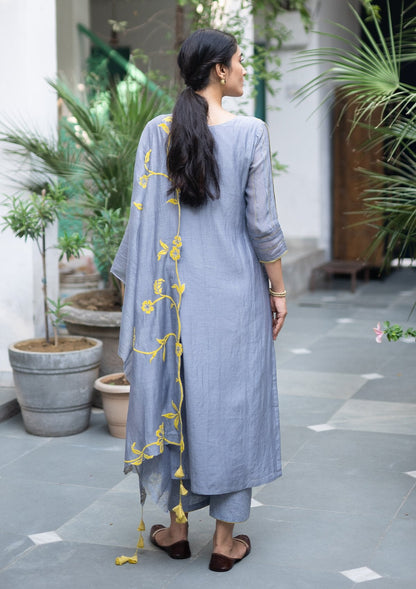 Ash Applique Kurta Set