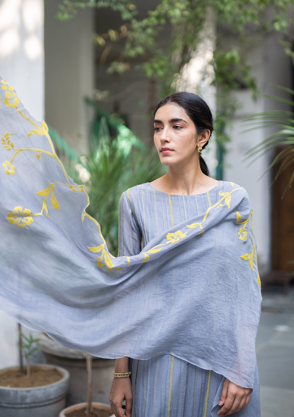 Ash Applique Kurta Set