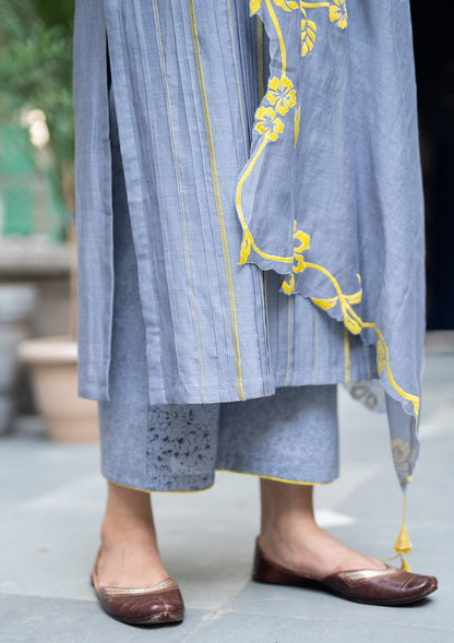 Ash Applique Kurta Set