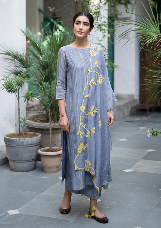 Ash Applique Kurta Set
