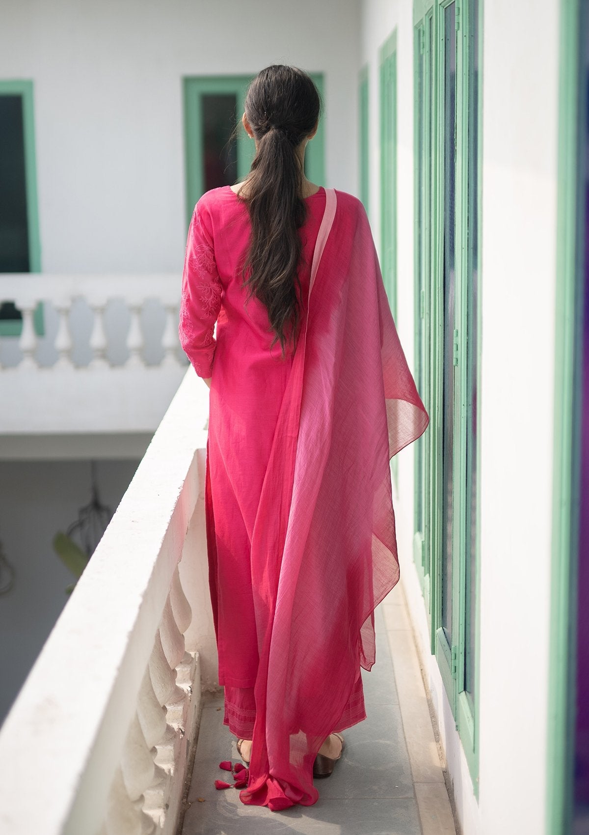 Berry Aari Work Kurta Set