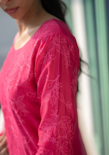 Berry Aari Work Kurta Set