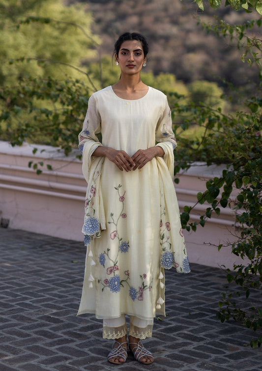 Butter Embroidered Kurta Set