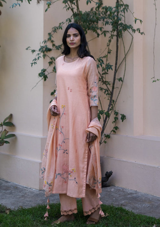 Coral Applique Kurta Set