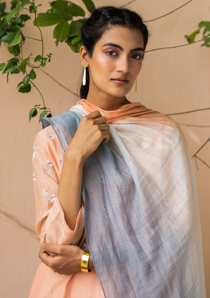 Coral and Azure Embroidered Kurta Set