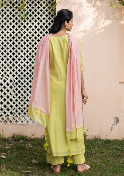 Lime Embroidered Kurta Set