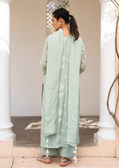 Mint Printed Embroidered Kurta Set