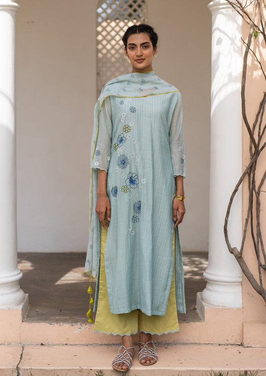Ocean Embroidered Kurta Set