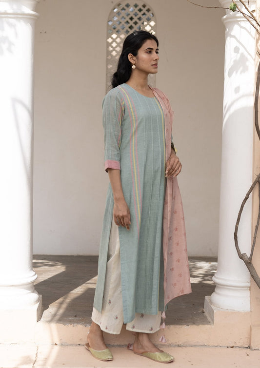 Ocean and Salmon Kurta Set
