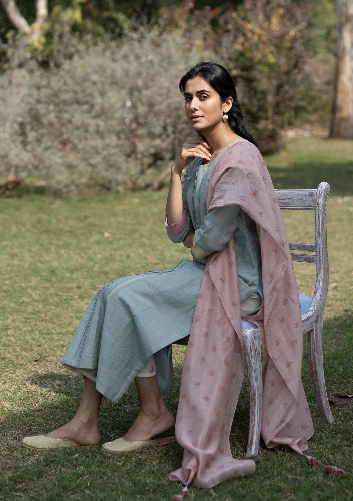 Ocean and Salmon Kurta Set