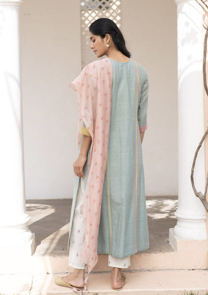 Ocean and Salmon Kurta Set