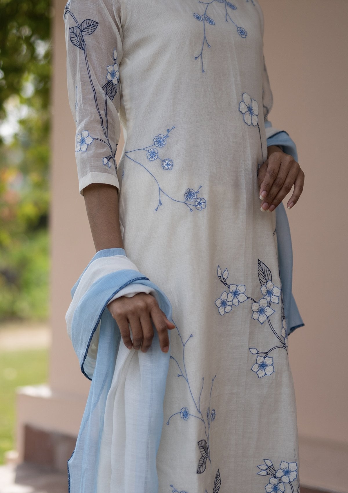 Pearl and Azure Applique Kurta Set