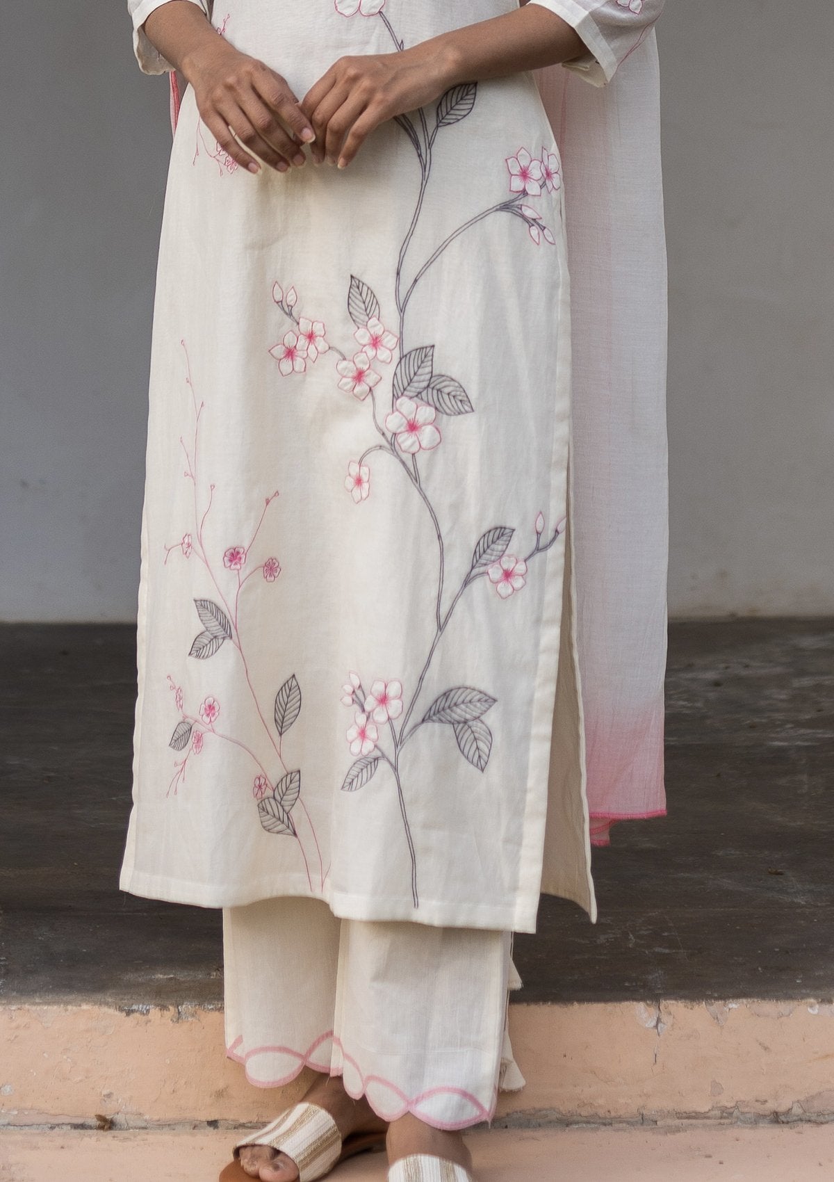 Pearl and Rose Embroidered Kurta Set